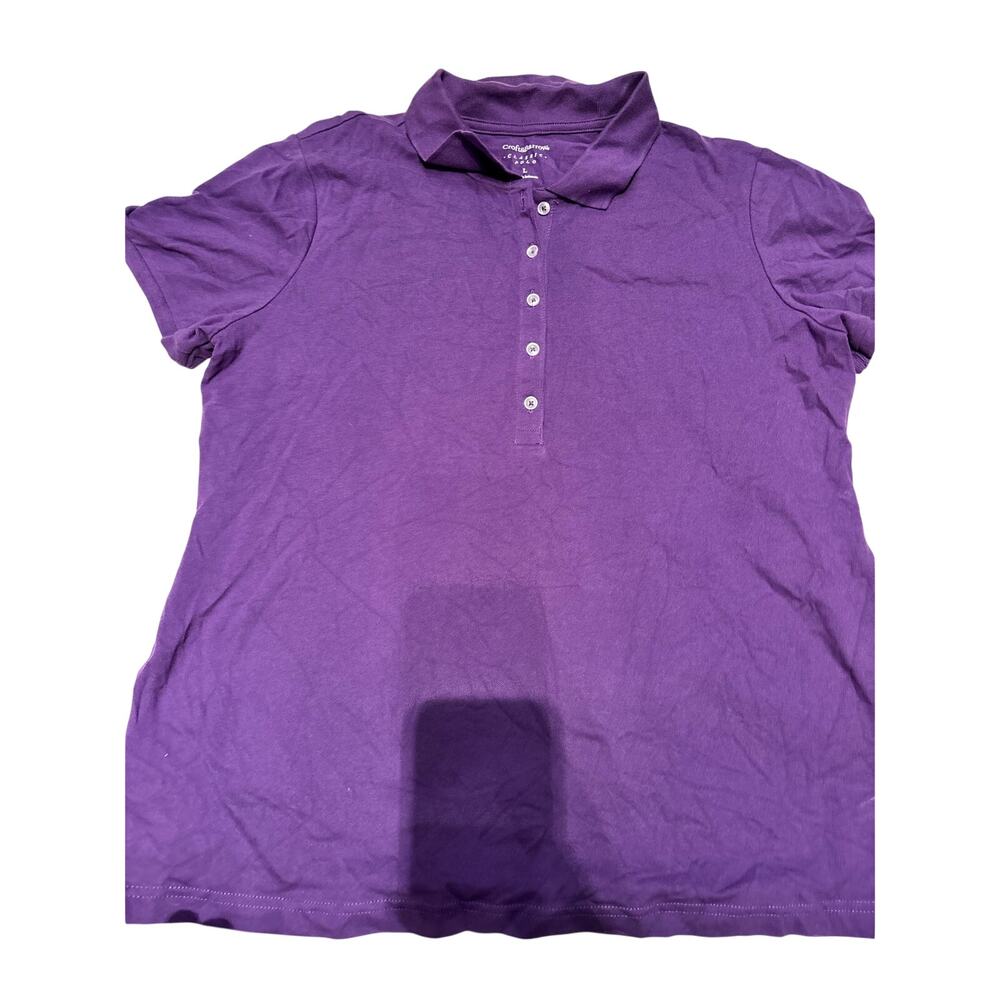 Croft & Barrow Classic Polo Shirt Women's Size L Purple Short Sleeve Preppy
